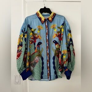 Colorful Peacock Print Blouse